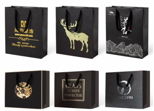 黑卡燙(tàng)金手提袋